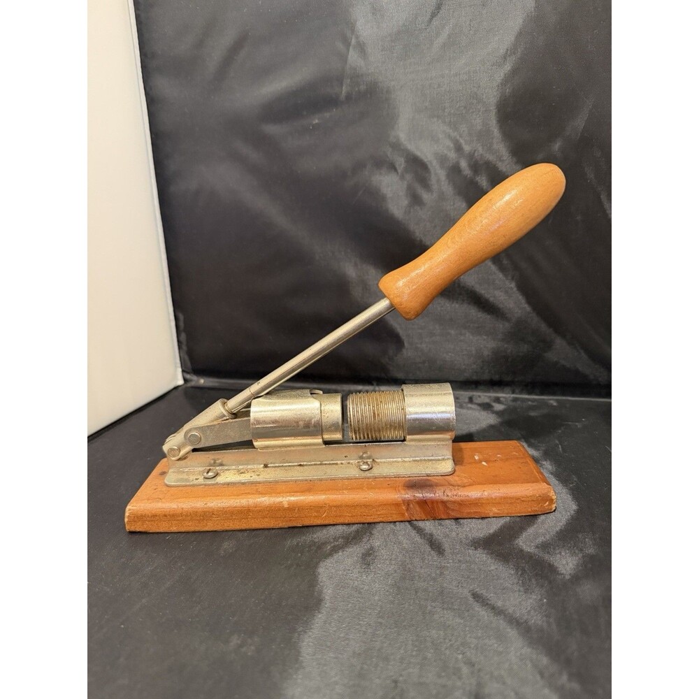 Vintage Nut Cracker Lever Action Heavy Duty Metal Wood Base
